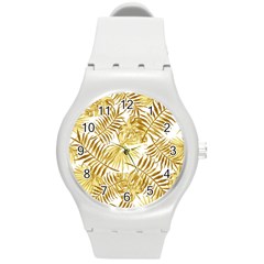 Golden Leaves Round Plastic Sport Watch (m) by goljakoff