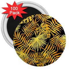 Gold Leaves 3  Magnets (100 Pack) by goljakoff