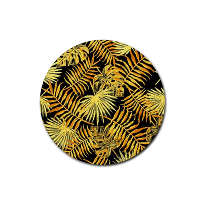 Gold leaves Rubber Coaster (Round) 