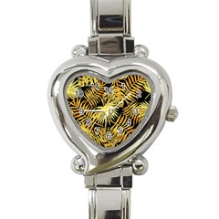 Gold Leaves Heart Italian Charm Watch by goljakoff