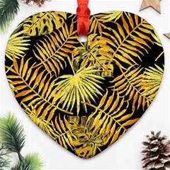 Gold Leaves Heart Ornament (two Sides) by goljakoff