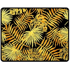 Gold Leaves Fleece Blanket (medium)  by goljakoff