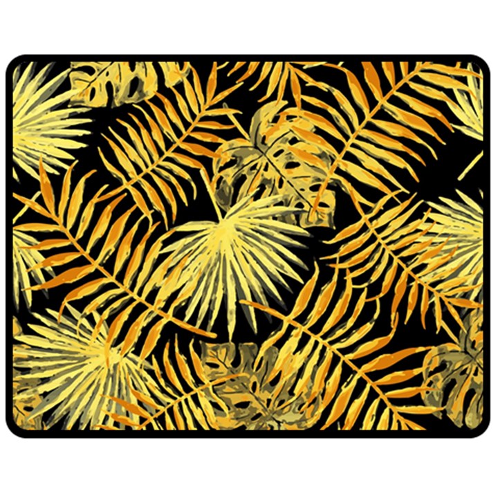 Gold leaves Fleece Blanket (Medium) 