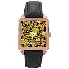 Gold Leaves Rose Gold Leather Watch  by goljakoff