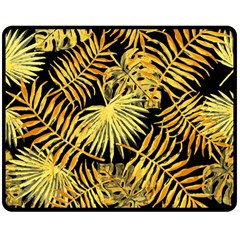 Gold Leaves Double Sided Fleece Blanket (medium)  by goljakoff