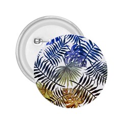 Blue And Yellow Tropical Leaves 2 25  Buttons by goljakoff