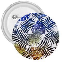 Blue And Yellow Tropical Leaves 3  Buttons by goljakoff