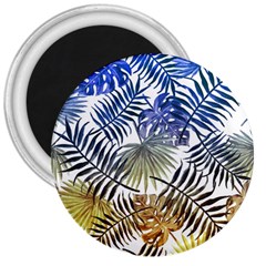 Blue And Yellow Tropical Leaves 3  Magnets by goljakoff