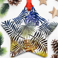 Blue And Yellow Tropical Leaves Ornament (star) by goljakoff