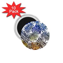 Blue And Yellow Tropical Leaves 1 75  Magnets (10 Pack)  by goljakoff