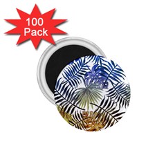 Blue And Yellow Tropical Leaves 1 75  Magnets (100 Pack)  by goljakoff