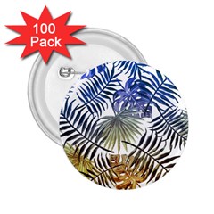 Blue And Yellow Tropical Leaves 2 25  Buttons (100 Pack)  by goljakoff