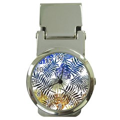 Blue And Yellow Tropical Leaves Money Clip Watches by goljakoff