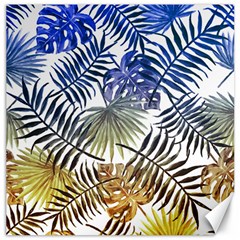 Blue And Yellow Tropical Leaves Canvas 12  X 12  by goljakoff