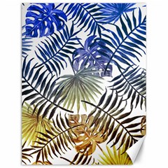 Blue And Yellow Tropical Leaves Canvas 12  X 16  by goljakoff