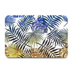 Blue And Yellow Tropical Leaves Plate Mats by goljakoff