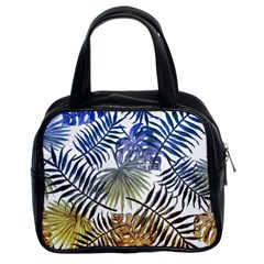 Blue And Yellow Tropical Leaves Classic Handbag (two Sides) by goljakoff