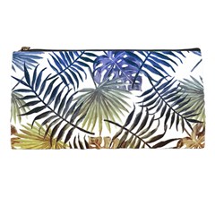 Blue And Yellow Tropical Leaves Pencil Case by goljakoff