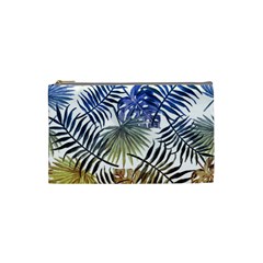 Blue And Yellow Tropical Leaves Cosmetic Bag (small) by goljakoff