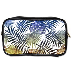 Blue And Yellow Tropical Leaves Toiletries Bag (two Sides) by goljakoff