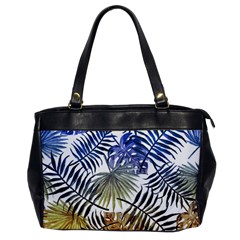 Blue And Yellow Tropical Leaves Oversize Office Handbag by goljakoff