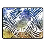 Blue and yellow tropical leaves Fleece Blanket (Small) 50 x40  Blanket Front