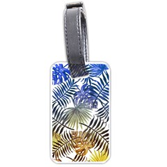 Blue And Yellow Tropical Leaves Luggage Tag (one Side) by goljakoff