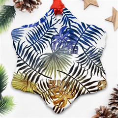 Blue And Yellow Tropical Leaves Ornament (snowflake) by goljakoff