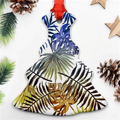 Blue And Yellow Tropical Leaves Ornament (christmas Tree)  by goljakoff