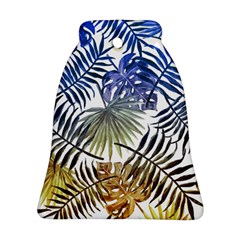 Blue And Yellow Tropical Leaves Ornament (bell) by goljakoff