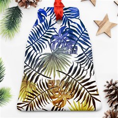 Blue And Yellow Tropical Leaves Bell Ornament (two Sides) by goljakoff