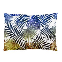 Blue And Yellow Tropical Leaves Pillow Case (two Sides) by goljakoff