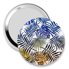 Blue And Yellow Tropical Leaves 3  Handbag Mirrors by goljakoff