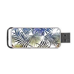 Blue And Yellow Tropical Leaves Portable Usb Flash (one Side) by goljakoff