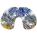 Blue and yellow tropical leaves Travel Neck Pillow Front