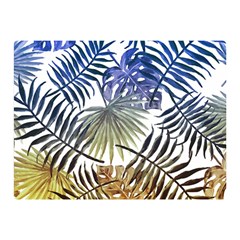 Blue And Yellow Tropical Leaves Double Sided Flano Blanket (mini)  by goljakoff