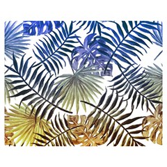 Blue And Yellow Tropical Leaves Double Sided Flano Blanket (medium)  by goljakoff