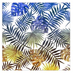 Blue And Yellow Tropical Leaves Large Satin Scarf (square) by goljakoff