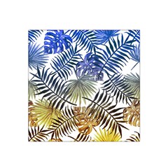 Blue And Yellow Tropical Leaves Satin Bandana Scarf by goljakoff