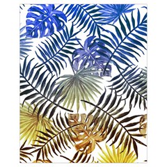 Blue And Yellow Tropical Leaves Drawstring Bag (small) by goljakoff