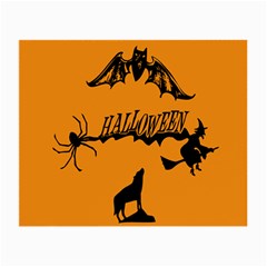 Happy Halloween Scary Funny Spooky Logo Witch On Broom Broomstick Spider Wolf Bat Black 8888 Black A Small Glasses Cloth by HalloweenParty