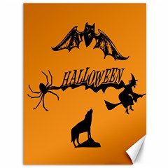 Happy Halloween Scary Funny Spooky Logo Witch On Broom Broomstick Spider Wolf Bat Black 8888 Black A Canvas 36  X 48  by HalloweenParty