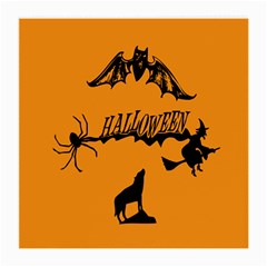 Happy Halloween Scary Funny Spooky Logo Witch On Broom Broomstick Spider Wolf Bat Black 8888 Black A Medium Glasses Cloth by HalloweenParty