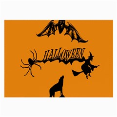 Happy Halloween Scary Funny Spooky Logo Witch On Broom Broomstick Spider Wolf Bat Black 8888 Black A Large Glasses Cloth by HalloweenParty