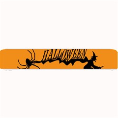 Happy Halloween Scary Funny Spooky Logo Witch On Broom Broomstick Spider Wolf Bat Black 8888 Black A Small Bar Mats by HalloweenParty