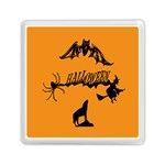 Happy Halloween Scary Funny Spooky Logo Witch On Broom Broomstick Spider Wolf Bat Black 8888 Black A Memory Card Reader (Square) Front