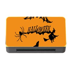 Happy Halloween Scary Funny Spooky Logo Witch On Broom Broomstick Spider Wolf Bat Black 8888 Black A Memory Card Reader With Cf by HalloweenParty