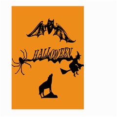 Happy Halloween Scary Funny Spooky Logo Witch On Broom Broomstick Spider Wolf Bat Black 8888 Black A Large Garden Flag (two Sides) by HalloweenParty