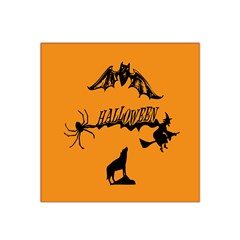 Happy Halloween Scary Funny Spooky Logo Witch On Broom Broomstick Spider Wolf Bat Black 8888 Black A Satin Bandana Scarf by HalloweenParty