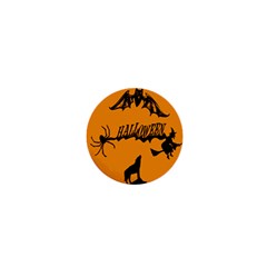 Happy Halloween Scary Funny Spooky Logo Witch On Broom Broomstick Spider Wolf Bat Black 8888 Black A 1  Mini Magnets by HalloweenParty